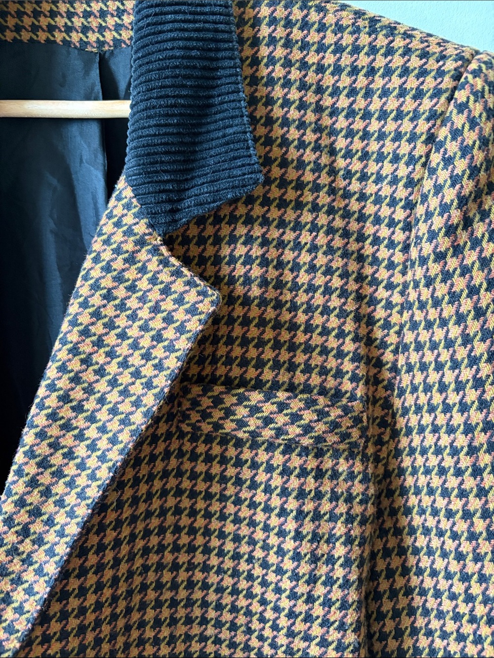 Vintage blazer in Houndstooth Brown with corduroy Collar - Picture 3 of 8
